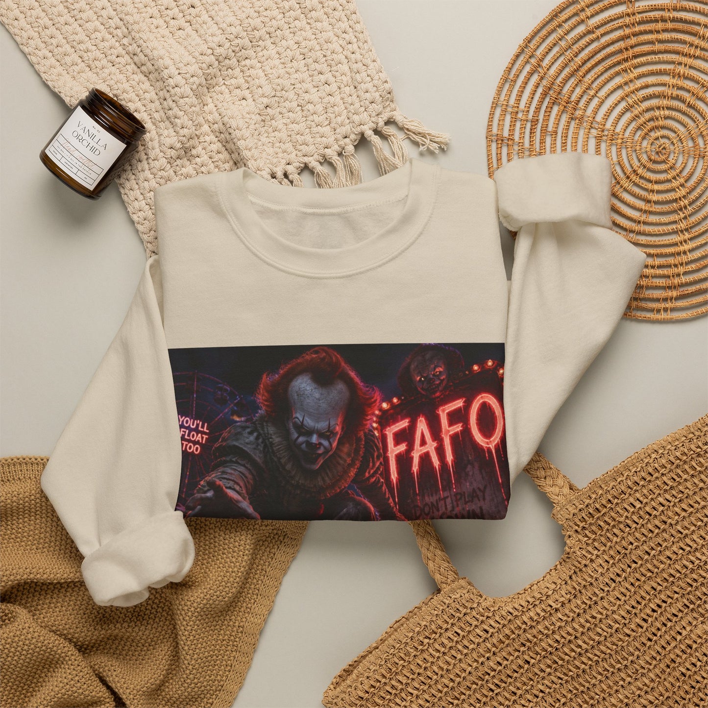 Horror Clown Crewneck Sweatshirt — 'The FAFO Society' Graphic