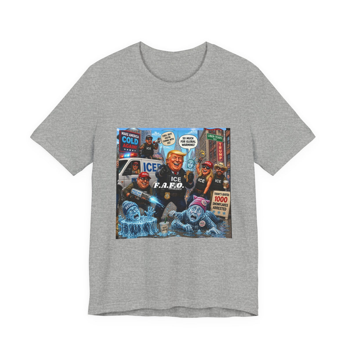 Political Satire T‑Shirt — ICE F.A.F.O. Collage Graphic Tee