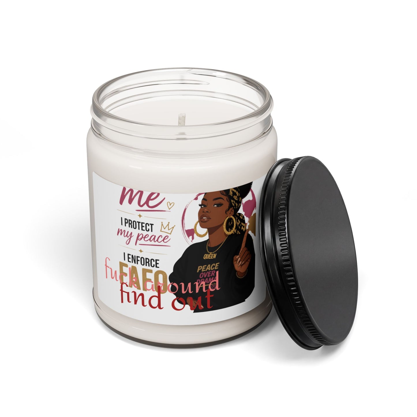 Scented Soy Candle — "I Protect My Peace" Affirmation Jar (9oz)