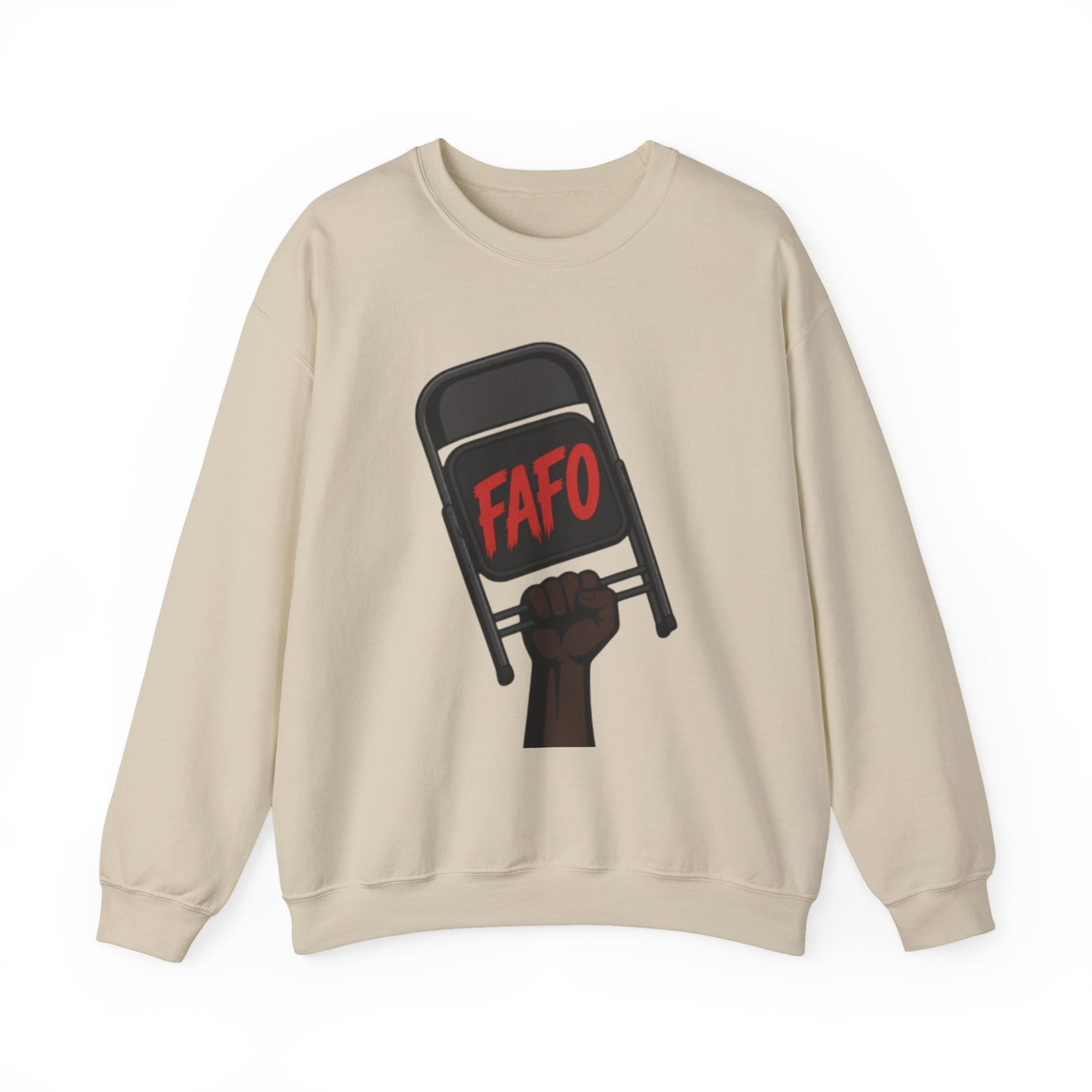 FAFO Society Crewneck Sweatshirt — Raised Fist Chair Graphic