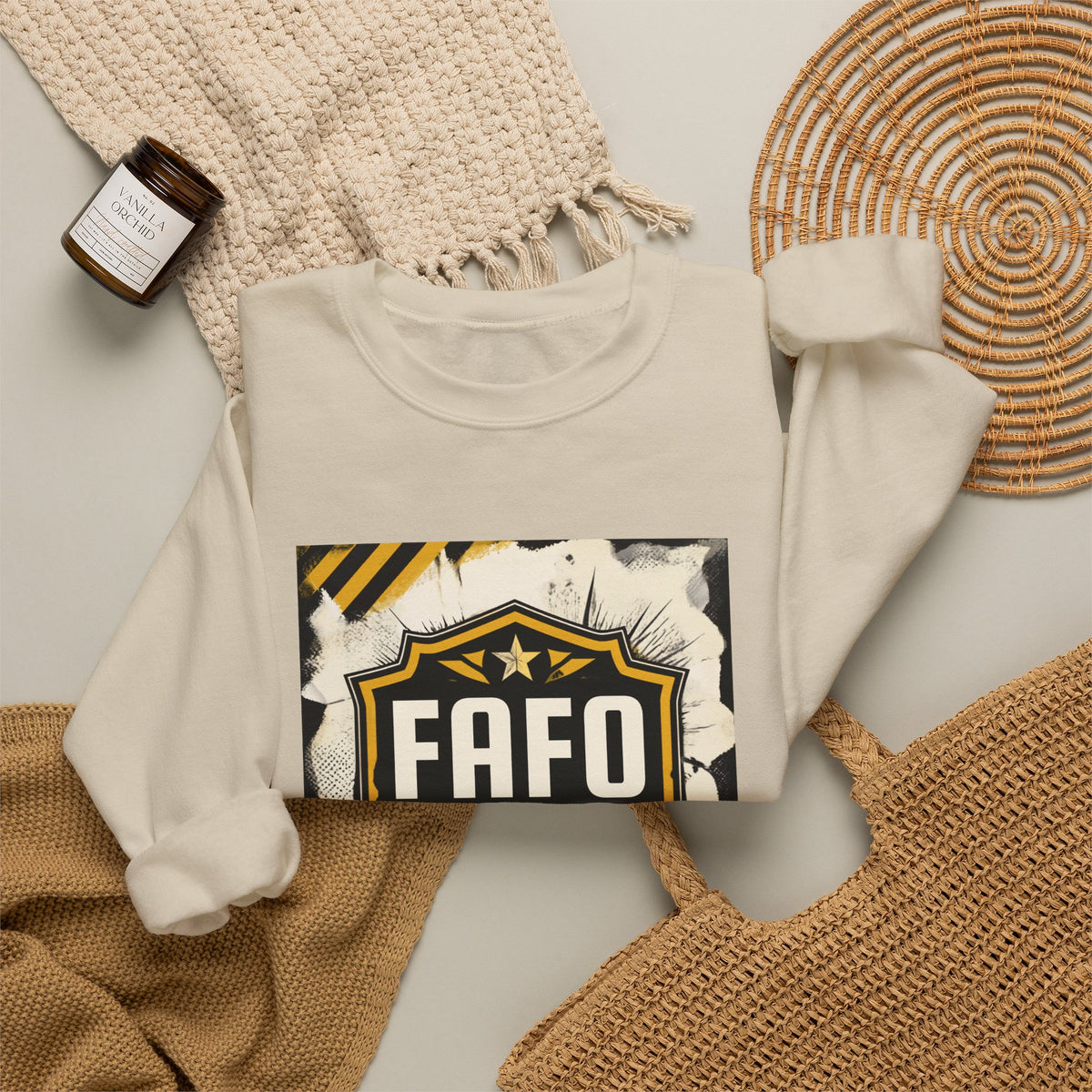 FAFO Security Crewneck Sweatshirt — Bold Badge Graphic Pullover