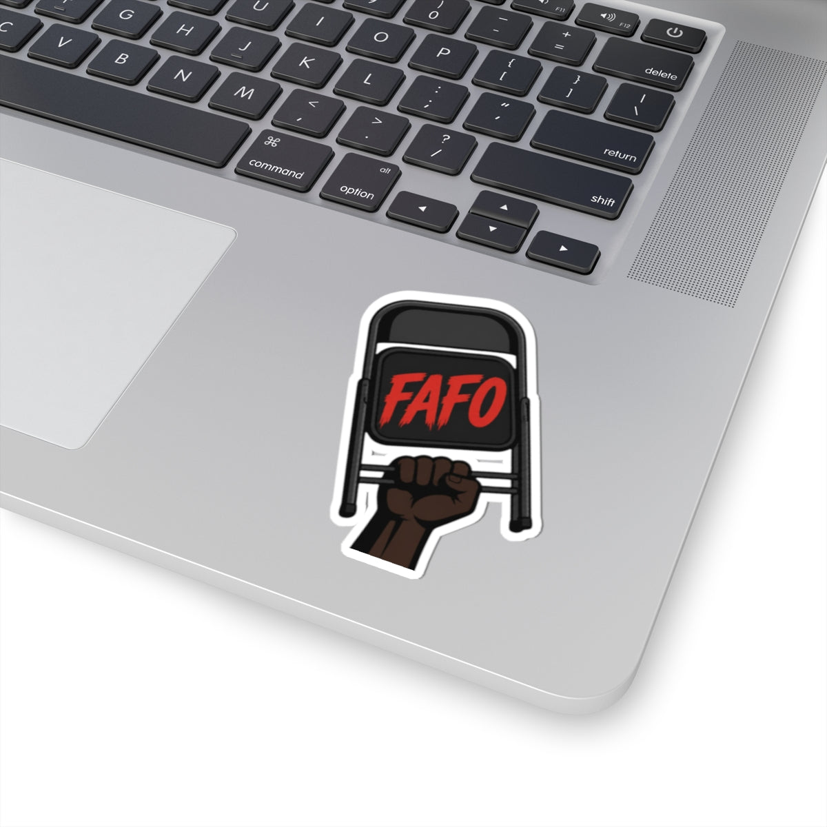 FAFO Protest Sticker — Raised Fist Holding Folding Chair Vinyl Sticker