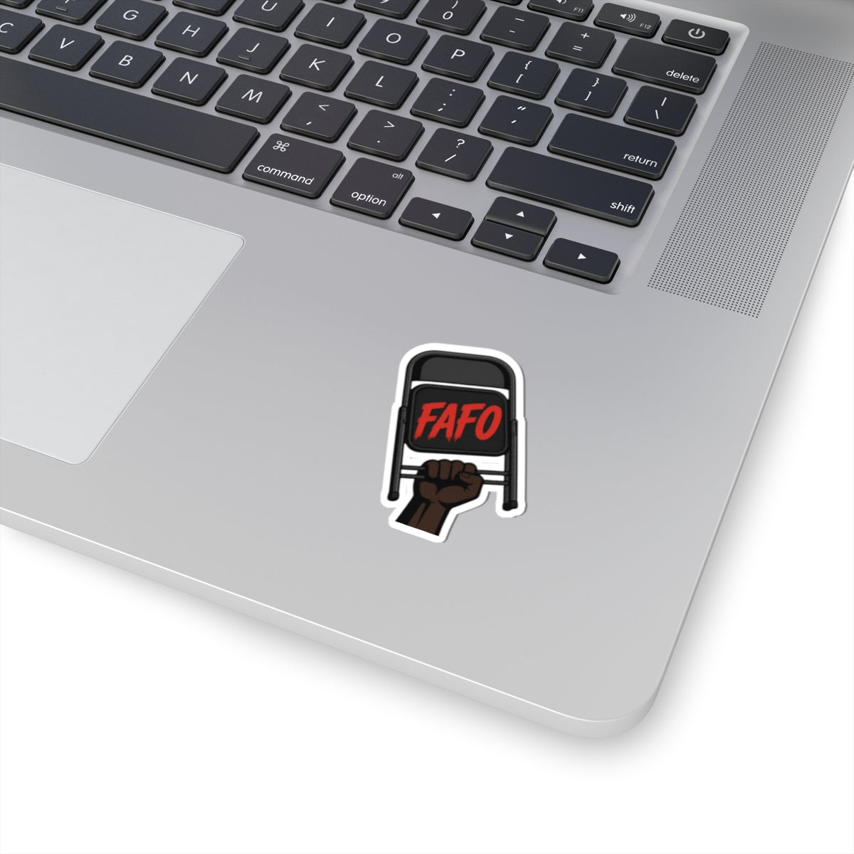 FAFO Protest Sticker — Raised Fist Holding Folding Chair Vinyl Sticker