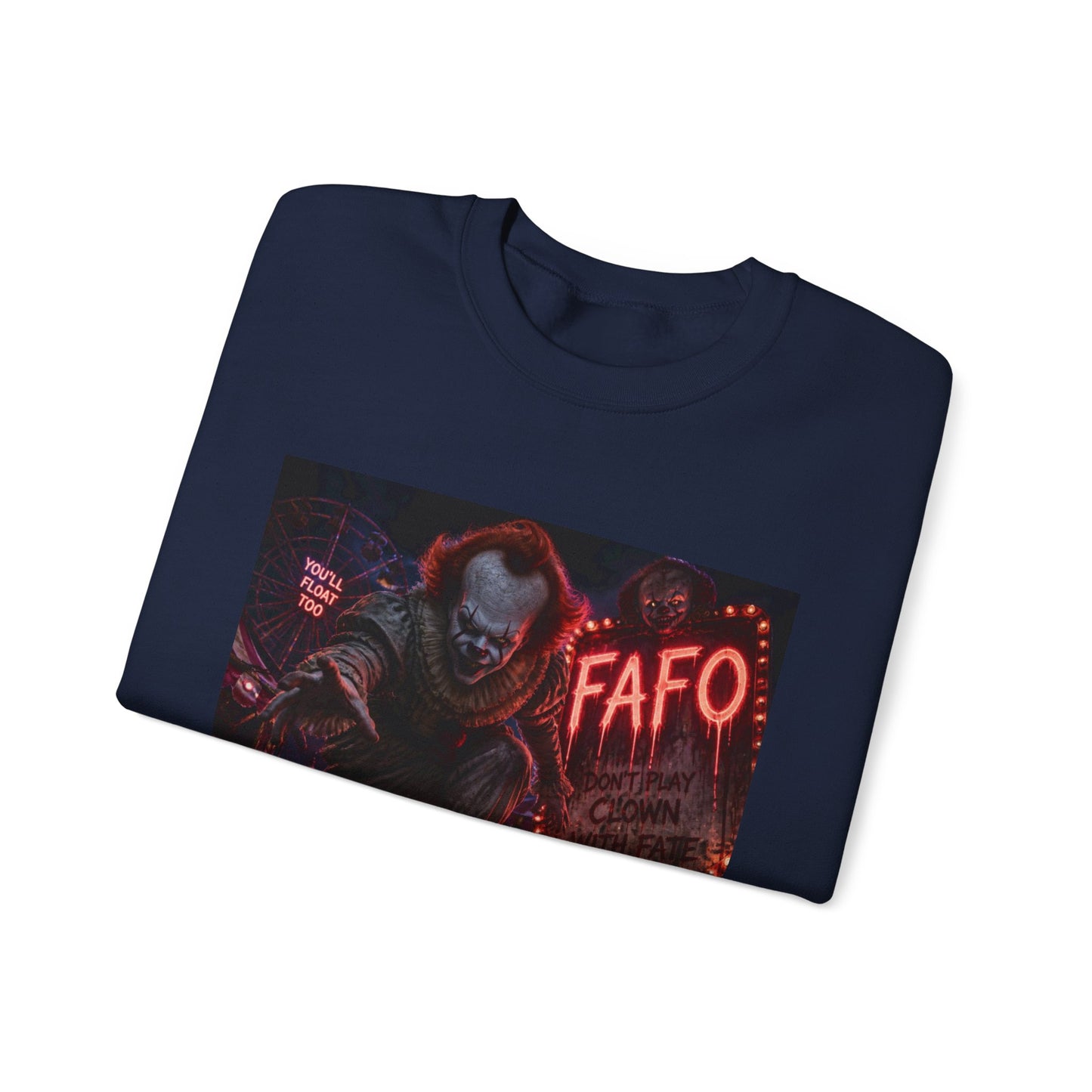 Creepy Clown Horror Crewneck Sweatshirt – FAFO Neon Alley Design