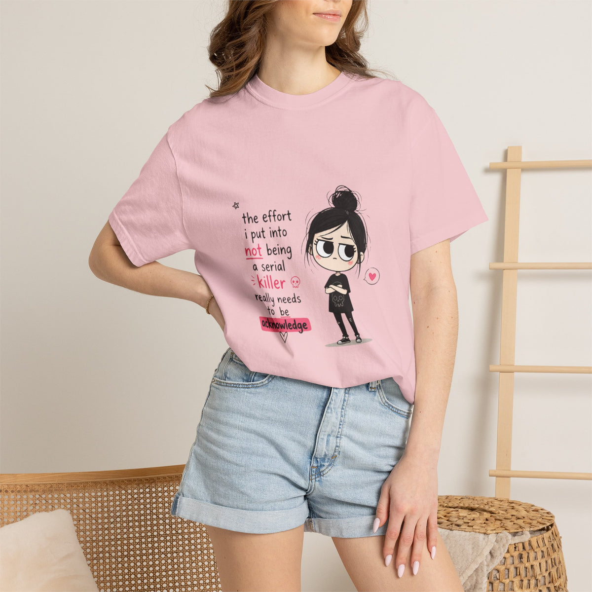 T-Shirt — Cute Dark Humor 'Not Being a Serial Killer' Graphic Tee (The FAFO Society Back)