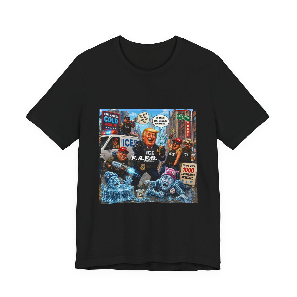 Political Satire T‑Shirt — ICE F.A.F.O. Collage Graphic Tee