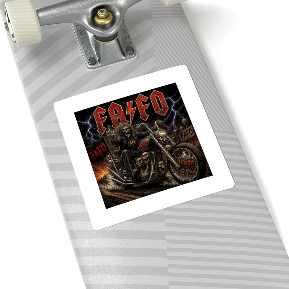 FAFO Biker Skull Motorcycle Sticker — Heavy Metal Kiss-Cut Decal