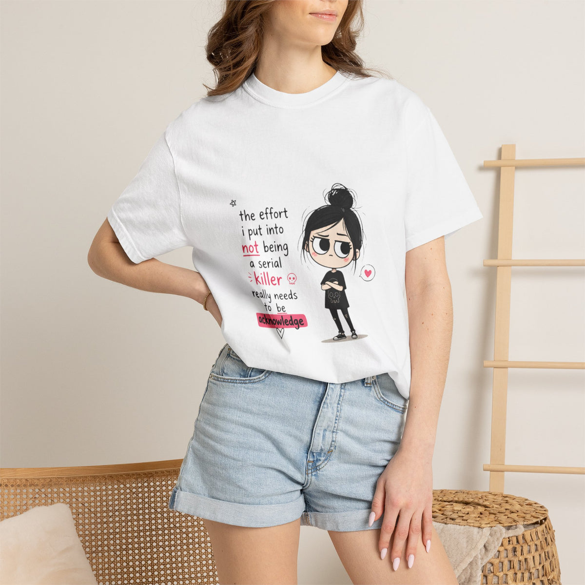 T-Shirt — Cute Dark Humor 'Not Being a Serial Killer' Graphic Tee (The FAFO Society Back)